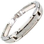 دستبند مردانه جواهر با نگین الماس و طلای سفید مدل: bdm1048