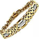 دستبند مردانه جواهر با نگین الماس و طلای زرد مدل: bdm1051