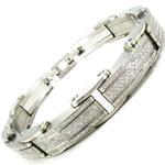 دستبند مردانه جواهر با نگین الماس تراش برلیان و طلای سفید مدل: bdm1052