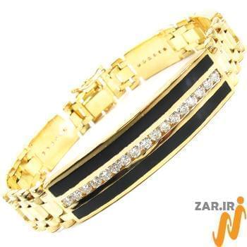 دستبند مردانه جواهر با نگین انیکس و الماس تراش برلیان مدل: bdm1055