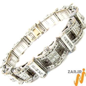 دستبند مردانه جواهر با نگین الماس تراش برلیان و یاقوت مشکی مدل: bdm1056
