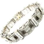 دستبند مردانه جواهر با نگین الماس تراش برلیان و یاقوت مشکی مدل: bdm1056