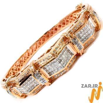 دستبند مردانه جواهر با نگین الماس تراش برلیان و پرنس مدل: bdm1058