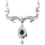 گردنبند جواهر با نگین زمرد و الماس تراش برلیان مدل: ndf1235