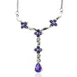 گردنبند جواهر با نگین آمتیس و الماس تراش برلیان طرح گل (flower) مدل: ndf1236