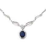 گردنبند جواهر با نگین یاقوت کبود و الماس تراش برلیان مدل: ndf1244