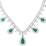 گردنبند جواهر با نگین زمرد و الماس تراش برلیان مدل: ndf1245