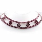 طوق جواهر با نگین یاقوت قرمز طرح گل (flower) مدل: ndf1249