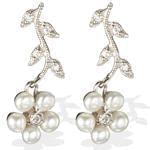 گوشواره جواهر با نگین مروارید و الماس تراش برلیان مدل: edf1225