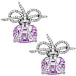 گوشواره جواهر با نگین آمتیس و الماس تراش برلیان مدل: edf1226