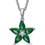 آویز جواهر با نگین زمرد و الماس تراش برلیان طرح گل مدل: npdf1199