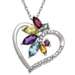 آویز جواهر با نگین یاقوت، زبرجد، توپاز، سیترین و برلیان طرح قلب مدل: npdf1202