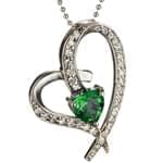آویز جواهر با نگین زمرد و الماس تراش برلیان طرح قلب مدل: npdf1206