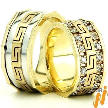 حلقه ست عروسی جواهر با نگین الماس تراش برلیان طرح ورساچی مدل: srd1238