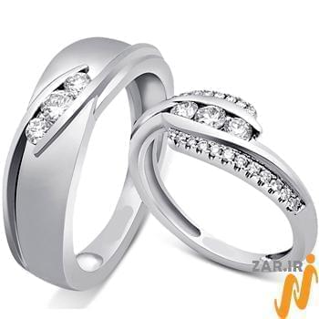 حلقه ست عروسی جواهر با نگین الماس تراش برلیان مدل: srd1240