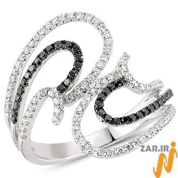 انگشتر الماس سیاه و سفید زنانه با طلای سفید مدل: ring2026