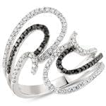 انگشتر الماس سیاه و سفید زنانه با طلای سفید مدل: ring2026