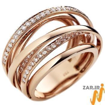 انگشتر الماس زنانه با طلای رزگلد مدل: ring2028