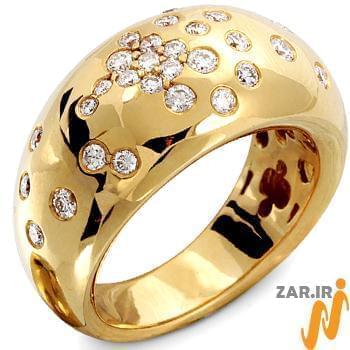 انگشتر الماس زنانه با طلای سفید طرح گنبدی مدل: ring2030