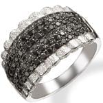 انگشتر الماس مشکی و سفید زنانه با طلای سفید مدل: ring2031