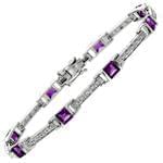 دستبند جواهر آمتیس پرنس و الماس تراش برلیان مدل: bdf1174