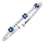 دستبند جواهر فلاور یاقوت کبود و الماس تراش برلیان مدل: bdf1175