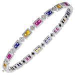 دستبند جواهر تورمالین، سیترین، آمتیس و الماس تراش برلیان مدل: bdf1177