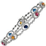 دستبند جواهر یاقوت کبود، یاقوت قرمز، سیترین و الماس تراش برلیان مدل: bdf1178