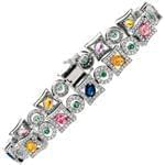 دستبند جواهر زمرد، یاقوت، سیترین و الماس تراش برلیان مدل: bdf1179