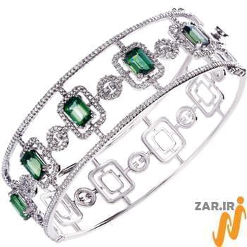 مدل دستبند جواهر زمرد و الماس تراش برلیان