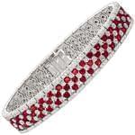 دستبند جواهر یاقوت قرمز و الماس تراش برلیان مدل: bdf1182