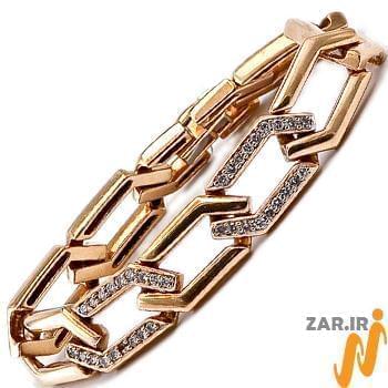 دستبند جواهر الماس تراش برلیان با طلای رزگلد مدل: bdf1187