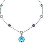 گردنبند جواهر با نگین توپاز، آمتیس و الماس تراش برلیان مدل: ndf1250