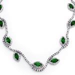 گردنبند جواهر با نگین زمرد و الماس تراش برلیان مدل: ndf1254