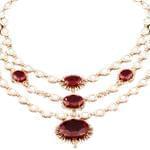 گردنبند جواهر با نگین یاقوت قرمز و الماس تراش برلیان مدل: ndf1255