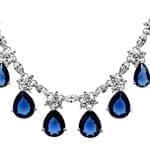 گردنبند جواهر با نگین یاقوت کبود و الماس تراش برلیان مدل: ndf1256