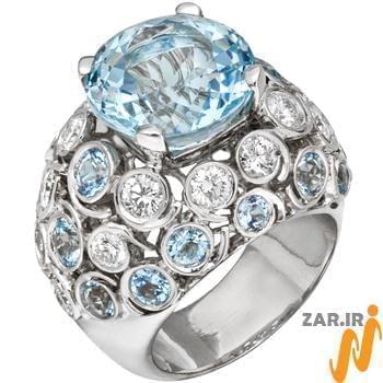 انگشتر جواهر زنانه الماس و توپاز: مدل rgf1339