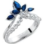 انگشتر جواهر زنانه یاقوت کبود و الماس تراش برلیان: مدل rgf1341