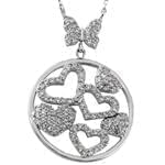 آویز الماس با طلای سفید طرح قلب و پروانه مدل: pdb2017