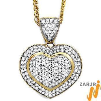 آویز الماس با طلای زرد و سفید طرح قلب مدل: pdb2018