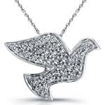 آویز الماس با طلای سفید طرح کبوتر مدل: pdb2021