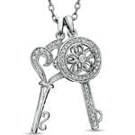 آویز الماس تراش برلیان با طلای سفید طرح کلید مدل: pdb2023