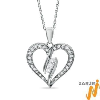 آویز الماس با طلای سفید طرح قلب مدل: pdb2025