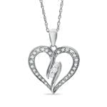 آویز الماس با طلای سفید طرح قلب مدل: pdb2025