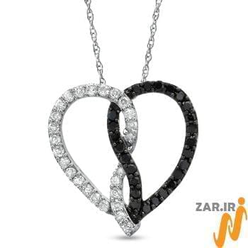 آویز الماس با طلای سفید طرح دو قلب مدل: pdb2026
