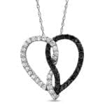 آویز الماس با طلای سفید طرح دو قلب مدل: pdb2026