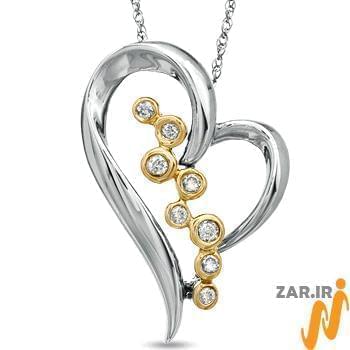 آویز الماس با طلای زرد و سفید طرح قلب مدل: pdb2028