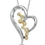 آویز الماس با طلای زرد و سفید طرح قلب مدل: pdb2028