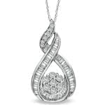 آویز الماس تراش برلیان و باگت طرح فلاور (flower) مدل: pdb2034