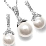 نیم ست الماس و مروارید با طلای سفید مدل: hset2009